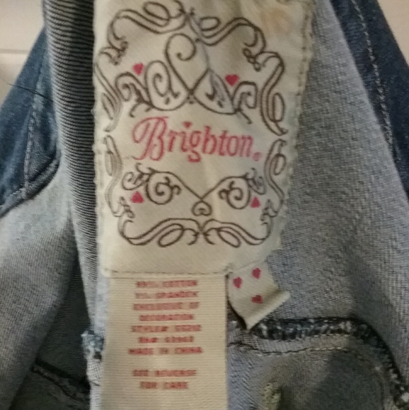 NWOT Brighton Embroidered Heart Patch Denim Jean Jacket - Picture 4 of 5